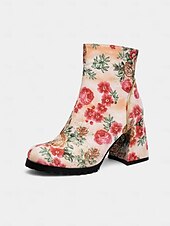 preiswerte Für Frauen-Damen-Stiefeletten mit Totenkopf- und Rosen-Print für Halloween – Stiefeletten mit klobigem Blockabsatz und seitlichem Reißverschluss im Gothic-Stil für Cosplay, Partys und Herbstfestivals