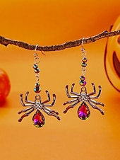 abordables Boucle d&amp;#39;oreille pour femme-Boucles d'oreilles pendantes araignées d'Halloween pour femmes – design en alliage de cristal coloré, bijoux légers pour fêtes, cosplay et événements en boîte de nuit