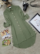 economico Abiti a camicia-Per donna Mini Abito Abito Camicia Moda Moderno Quotidiano Ferie Uscire Vestibilità comoda Semplice Manica Lunga Colletto a Camicia Blu Verde Albicocca Estate Primavera