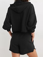 economico Top Semplici-Per donna Felpa con cappuccio Felpe con cappuccio Semplice Streetwear Casual Manica Lunga Con Cappuccio Top Regolari Streetwear Ferie Nero Fucsia Grigio chiaro Autunno Inverno