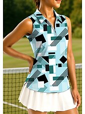 abordables Camisa de Mujer-Mujer Tops Camisa deportiva Camisas de polo Camiseta de tenis Sin Mangas Cremallera UPF50+ Resistente a los rayos UV Alta elasticidad Dispersor de humedad Transpirable Tenis pepinillo Corriendo