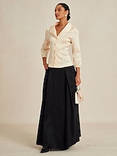 abordables Blouses Élégantes-Femmes Chemisier Hauts Élégants Hauts de soirée Élégant Travail Col en V Travail robe demoiselle d honneur Tenue d'Affaire Beige Printemps Automne Hiver