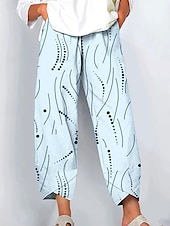 economico Pantaloni a gamba dritta-Per donna Gamba larga Chinos Pantaloni Larghi Vacanza Vintage Stile Etnico Lunghezza alla caviglia Vita Alta Grafico Geometrico A Pois Patchwork Coulisse Stampa Traspirante Inelastico All&#039;aperto