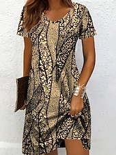 economico Abiti a Strisce e Geometrici-Per donna Mini Abito Vestito Estivo Abito a Maglia Vestito Casual Vestito T-Shirt Vacanza Casual Vestibilità regolare Grafico Geometrico Astratto Manica Corta Scollo a V Blu Bianco e nero Giallo Rosa