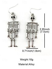 economico Accessori di Halloween-orecchini pendenti da donna a forma di scheletro di Halloween – materiale in lega, design a forma di osso mobile, divertenti gioielli spettrali per feste, cosplay ed eventi in costume