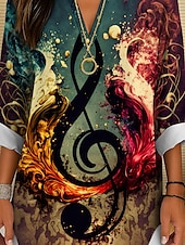 preiswerte Damen Streifen- und geometrische Oberteile-Musikfestival Damen Bluse Ombre Grafik Geometrisch Elegant Vintage Tropisch Langarm V Ausschnitt Normale Oberteile Täglich Ferien Druck Gelb Blau Grün Sommer Frühling