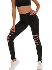 ieftine Jambiere simple-Pentru femei Jambiere Colanți confortabili Șic Stradă Casual Lung Talie Înaltă Simplu ripped Cut înalt Respirabilitate Απαλό Strech Vacanță Stradă Purtare Zilnică Negru Toamnă Fit regulat