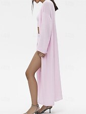 tanie Kardigany i odzież wierzchnia-Damskie Sweter Sweter rozpinany Moda Moda miejska Codzienny Jednokolorowe Prążkowany Otwarty przód Dzianiny Długi rękaw Długie topy Robić na drutach Święto Wyjściowe Weekend Biały Żółty Jesień Zima