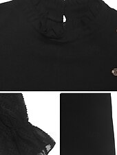 economico Top Semplici da Donna-Per donna Camicia Semplice Elegante Moderno Manica Lunga Collo Alto Top Regolari Quotidiano Uscire Bottoni Rete Nero Primavera Autunno