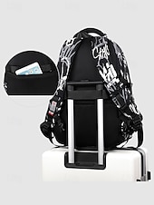abordables Sacs à dos de Collège-Sac à dos d&#039;école imperméable à imprimé graffiti pour adolescents – sac à dos noir de grande capacité avec compartiment rembourré pour ordinateur portable, sac de voyage élégant pour garçons et filles
