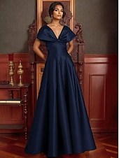 ieftine Rochii de Seară-Rochie de seară elegantă, linie A, rochie formală de mireasă, lungime la podea, cu umerii goi, decolteu în V, satin elastic cu buzunar, 2025