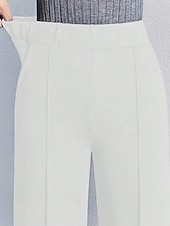 economico gamba larga e vita alta-Per donna Gamba larga Pantaloni Eleganti Moda Streetwear Lunghezza intera Naturale Semplice Elastico in vita Confortevole Affari Lavoro Formale Nero Bianco Autunno Vestibilità regolare