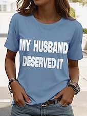 abordables T-shirt Humor &amp; Citations-Femmes T-shirt Graphique Lettre ancien Élégant Classique Manche Courte Col ras du cou Hauts Réguliers Quotidien Week-end Imprimé Noir Blanche Rose Claire Vert Véronèse Rouge Été Printemps Ridicule