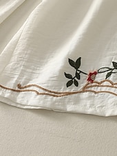 preiswerte Schlichte Hose aus Baumwollleinen-Damen Hose aus Baumwollleinen Chinos Ethno-Stil Basic Lässig Volle Länge Hohe Taille Blumen Bestickt Tasche Elastischer Bund Komfort Außenbereich Mikroelastisch Urlaub Straße Täglich Khaki Beige
