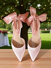 abordables Officiel-Chaussures à talon chaton en satin à bout pointu pour femmes avec brides à la cheville en ruban - talons élégants pour mariage et soirée formelle pour dames