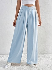 economico gamba larga e vita alta-Per donna Gamba larga Pantaloni Streetwear Casual Lungo Vita Alta Semplice Traspirabilità Morbido Micro-elastico Vacanza Streetwear Abbigliamento quotidiano Nero Rosa Blu chiaro Albicocca Autunno