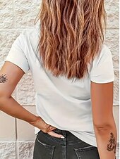 Χαμηλού Κόστους Μπλούζες αποκριών-Halloween Γυναικεία Μπλουζάκι Γραφική Απόκριες Σκελετός Στυλάτο Καθημερινό Κοντομάνικο Στρογγυλή Λαιμόκοψη Κανονικά μπλουζάκια Καθημερινά Σαββατοκύριακο Στάμπα