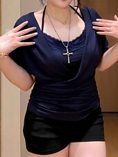levne Krajkové topy-Dámské Krajková košile Pevná barva stylové Moderní Krátký rukáv Krk ohlávky Běžné topy Denní Dovolená Krajka Slátanina Černá Námořnická modř Fialová Léto
