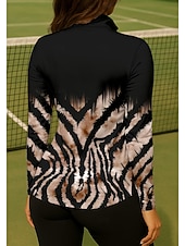 Недорогие Женская рубашка-Жен. Леопард Градиент Рубашка Спортивная рубашка Футболка-поло Теннисная рубашка Длинный рукав Молния Цветочный UPF50+ Устойчивость к УФ Эластичность Влагоотводящие Дышащий Теннис Гольф Пиклбол