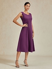 cheap Cocktail Dress-Women&#039;s Midi Dress Sheath Dress A Line Dress Elegant Wedding Party Wedding Guest Regular Fit Solid Color Sleeveless V Neck Gray Pink Black Burgundy Navy Blue Summer Spring Fall Winter
