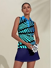 economico Abbigliamento da golf femminile-Per donna Polo da golf Blu Senza Maniche Top Abbigliamento da golf da donna Abbigliamento Abiti Abbigliamento