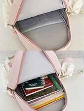 abordables Sacs à dos pour Enfants et Adolescents-Sac à dos kawaii pour enfant avec oreilles de chat et pochette à cordon – cartable pastel grande capacité pour filles et adolescentes