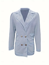 preiswerte Blazer &amp; Anzüge-Damen Blazer Bequem Atmungsaktiv Knöpfe Mode Modern Einfach Arbeit Täglich Regulär Umlegekragen Normale Passform Langarm Oberbekleidung Schwarz Weiß Rosa Frühling Herbst