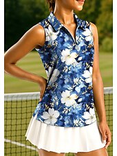 abordables Camisa de Mujer-Mujer Tops Camisa deportiva Camisas de polo Camiseta de tenis Sin Mangas Cremallera UPF50+ Resistente a los rayos UV Alta elasticidad Dispersor de humedad Transpirable Tenis pepinillo Corriendo