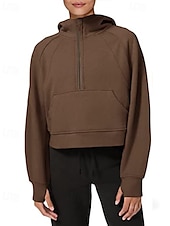 cheap Plain Tops-Women&#039;s Pullover Hoodie Sweatshirt Plain Streetwear Casual Long Sleeve Hooded Regular Tops Street Holiday Zipper Light Pink Black Pink Red Navy Blue Winter