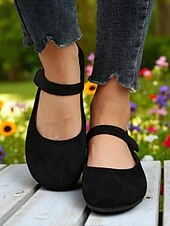 preiswerte Ballerinas für Damen-Beige Mary-Jane-Ballerinas mit weiter Spitze für Damen – bequeme Schuhe aus weichem Wildlederimitat für Freizeitausflüge, Spaziergänge im Garten und den Alltag