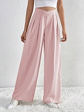 economico gamba larga e vita alta-Per donna Gamba larga Pantaloni Streetwear Casual Lungo Vita Alta Semplice Traspirabilità Morbido Micro-elastico Vacanza Streetwear Abbigliamento quotidiano Nero Rosa Blu chiaro Albicocca Autunno