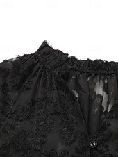 economico Top in Pizzo-Per donna Camicia Semplice Elegante Moderno Manica Lunga Scollo a V Top Regolari Quotidiano Ferie Rete Nero Primavera Autunno