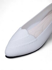 preiswerte Ballerinas für Damen-Weiße Flyknit-Ballerinas mit spitzer Zehenpartie für Damen – Ballerinas mit gewelltem Rand für Frühlingspicknicks, Gartenpartys und den Weg zur Arbeit