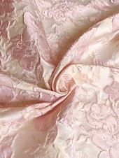 abordables FLORALES-Robe de soirée A-Line en jacquard floral verte élégante Robe de mariage formelle longueur au sol sans manches en V en nylon avec poche fente Robe invitée de mariage