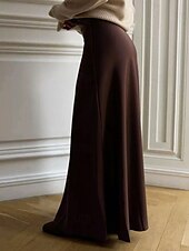 abordables Jupes unies-Femmes Jupe Moulant Mode Maxi Taille Basse Jupes Uni Micro-Élastique Soirée Rue Noir Blanche Kaki Gris Claire Automne Polyester