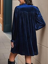 preiswerte Einfaches Kleid-Damen Minikleid Samtkleid Freizeitkleid Mode Modern Täglich Date Wochenende Normale Passform Einfach Langarm V Ausschnitt Wein Marineblau Orange Grün Herbst Winter