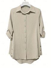 economico Abiti a camicia-Per donna Mini Abito Abito Camicia Moda Moderno Quotidiano Ferie Uscire Vestibilità comoda Semplice Manica Lunga Colletto a Camicia Blu Verde Albicocca Estate Primavera