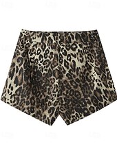 levne Džínové šortky-Dámské Kraťasy Kalhoty Šik ven Na běžné nošení Krátký Přírodní Leopard Kapsy Elastický pas Pohodlný Pohodlné Dovolená Jdeme ven Hnědá Léto Běžný