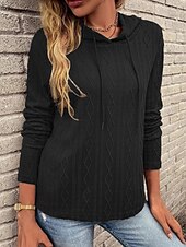 economico Top Semplici-Per donna Felpa con cappuccio Semplice Casual Manica Lunga Con Cappuccio Top Regolari Streetwear Abbigliamento Quotidiano Nero Vino Marrone Grigio Autunno Inverno