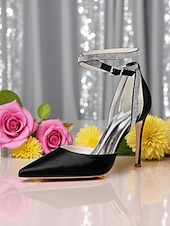 economico cocktail-Scarpe con tacco a spillo da donna in raso viola con punta affilata e cinturino alla caviglia con strass - scarpe eleganti con tacco alto glamour per signore, ideali per cocktail party ed eventi