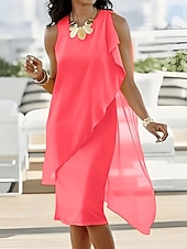 abordables Robes en chiffon-Femmes Mini Robe Robe Décontractée Robe en Chiffon Robe d&#039;été Robe Nuisette Mode Moderne Quotidien Plage Week-end Coupe régulière Uni Sans manches Col ras du cou Noir Rose Claire Violet Kaki Été