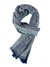 cheap Men&#039;s Ties &amp; Bow Ties-Men&#039;s Striped Cotton Scarf – Lightweight Soft Fringed Wrap for Fall &amp; Winter, Casual Vintage Style Shawl for Travel, Daily Wear &amp; Outdoor Activities