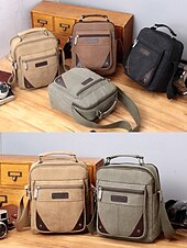economico Borselli da uomo-Borsa a tracolla da uomo in tela resistente all&#039;acqua con design antigraffio, borsa a tracolla casual in stile vintage per esterni, viaggi e uso quotidiano