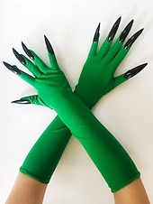 preiswerte Halloween-Zubehör-Lange Halloween-Krallenhandschuhe für Damen – Kunstnageldesign, dehnbares Polyester, gruseliges Cosplay-Kostümzubehör für Partys und Veranstaltungen
