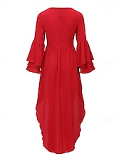preiswerte Ausgefallene Kleider-Damen Minikleid Boho-Kleid Westernkleid Mode Klassisch Modern Outdoor Ferien Ausgehen Normale Passform Einfach Langarm V Ausschnitt Rote Sommer
