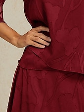  Dames Kanten overhemd Blouse Geklede topjes Chiffon-topjes Asymetrische zoom Effen Kleur Bloemig Bloem Elegant Stijlvol 3/4 mouw Bel Boothals Normale tops Dagelijks Werk Bruiloft gast Wijn Zomer