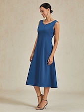 cheap Cocktail Dress-Women&#039;s Midi Dress Sheath Dress A Line Dress Elegant Wedding Party Wedding Guest Regular Fit Solid Color Sleeveless V Neck Gray Pink Black Burgundy Navy Blue Summer Spring Fall Winter