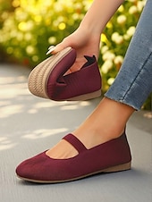 olcso Női lapos sarkú cipők-női széles orrú, flyknit Mary Jane lapos sarkú cipő – kényelmes, lélegző, hétköznapi viseletre, kerti sétákra és hosszú állásidőre