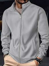 economico Giubbotti Casual-Per uomo Giacca Invernale Giacca in Pile Giacca Casual Vacanza Quotidiano Calore Termico Tasca Pile Autunno Inverno Semplice Moda Streetwear Collo alla coreana Regolare Aalbicocca Nero Blu marino