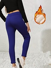 abordables Leggings en polaire-Femmes Taille EU / US Collants Élégant Athleisure Longueur complète Taille Haute Couleur Unie Tricoté Basique Confortable Doux Épaissir Micro-Élastique Sport &amp; Loisir Décontracté Quotidien Bleu Roi